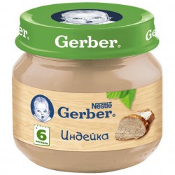 Пюре, Gerber (Гербер) 80 г 2 шт индейка с 6 мес