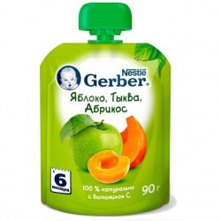 Пюре, Gerber (Гербер) 90 г яблоко тыква абрикос