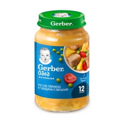 Пюре, Gerber (Гербер) 190 г обед для малыша рагу из свинины и говядины с овощами