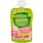 Пюре, Heinz (Хайнц) 90 г яблоко персик манго банан без сахара с 6 мес дой-пак