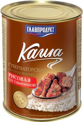 Каша, Главпродукт 340 г Губернаторская по-домашнему №9 рисовая со свининой железн.банка